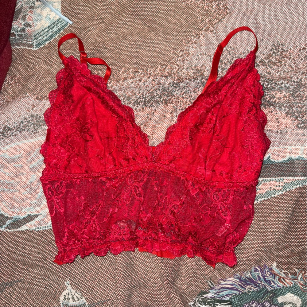 Vintage Red Lace Top Bralette